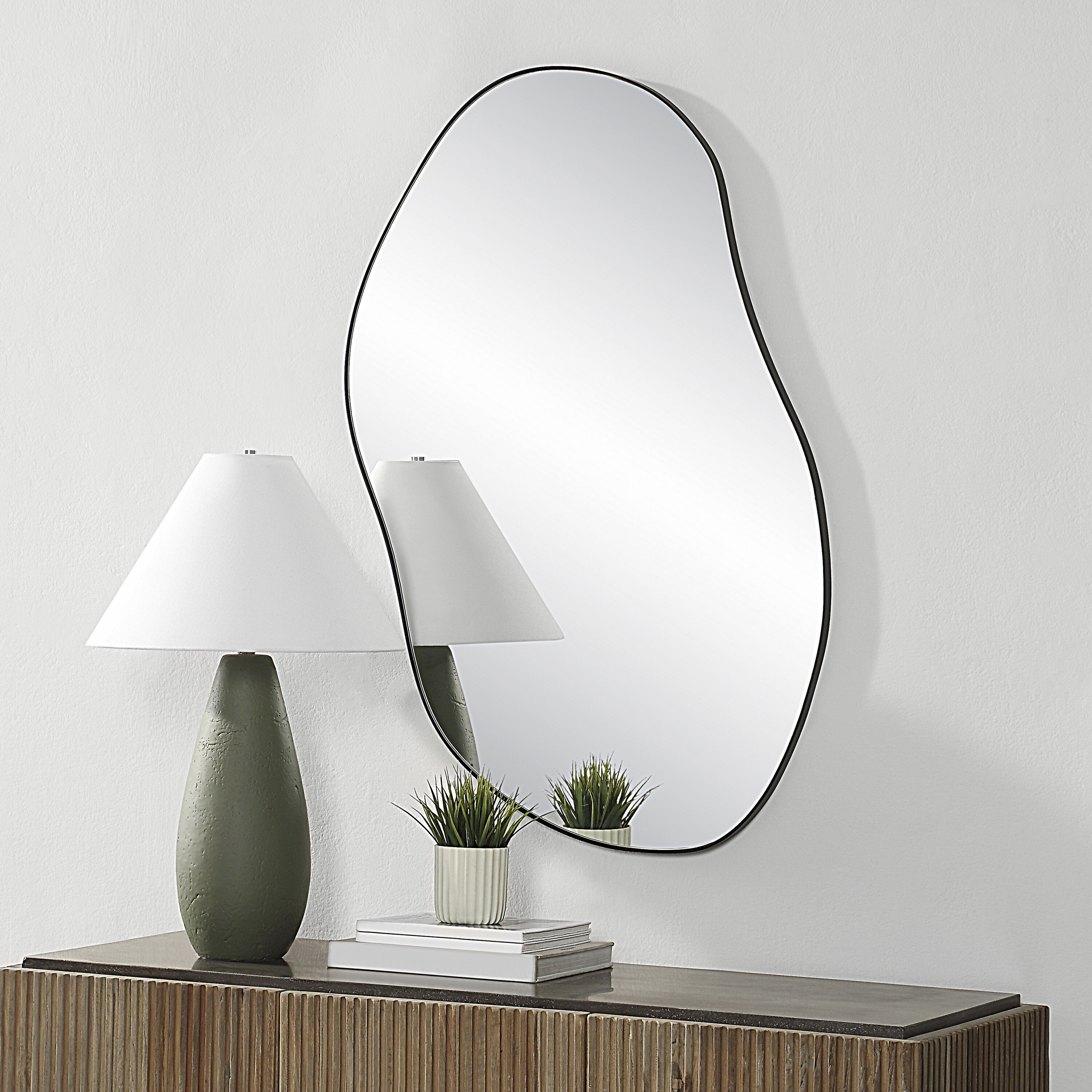 Jane 45.25 X 30 inch Matte Black Wall Mirror