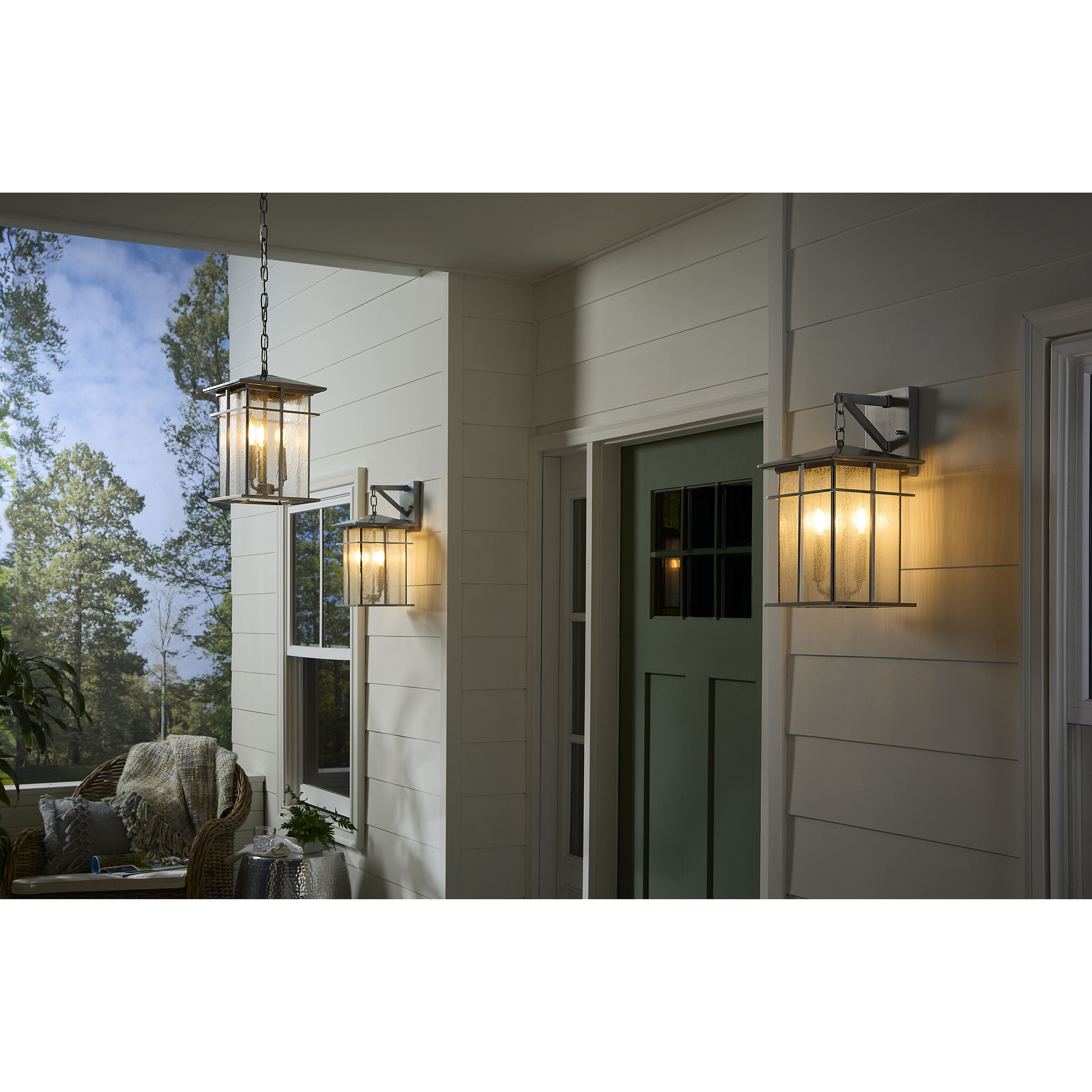 Oak Park 3 Light 9 inch Antique Brushed Aluminum Outdoor Pendant