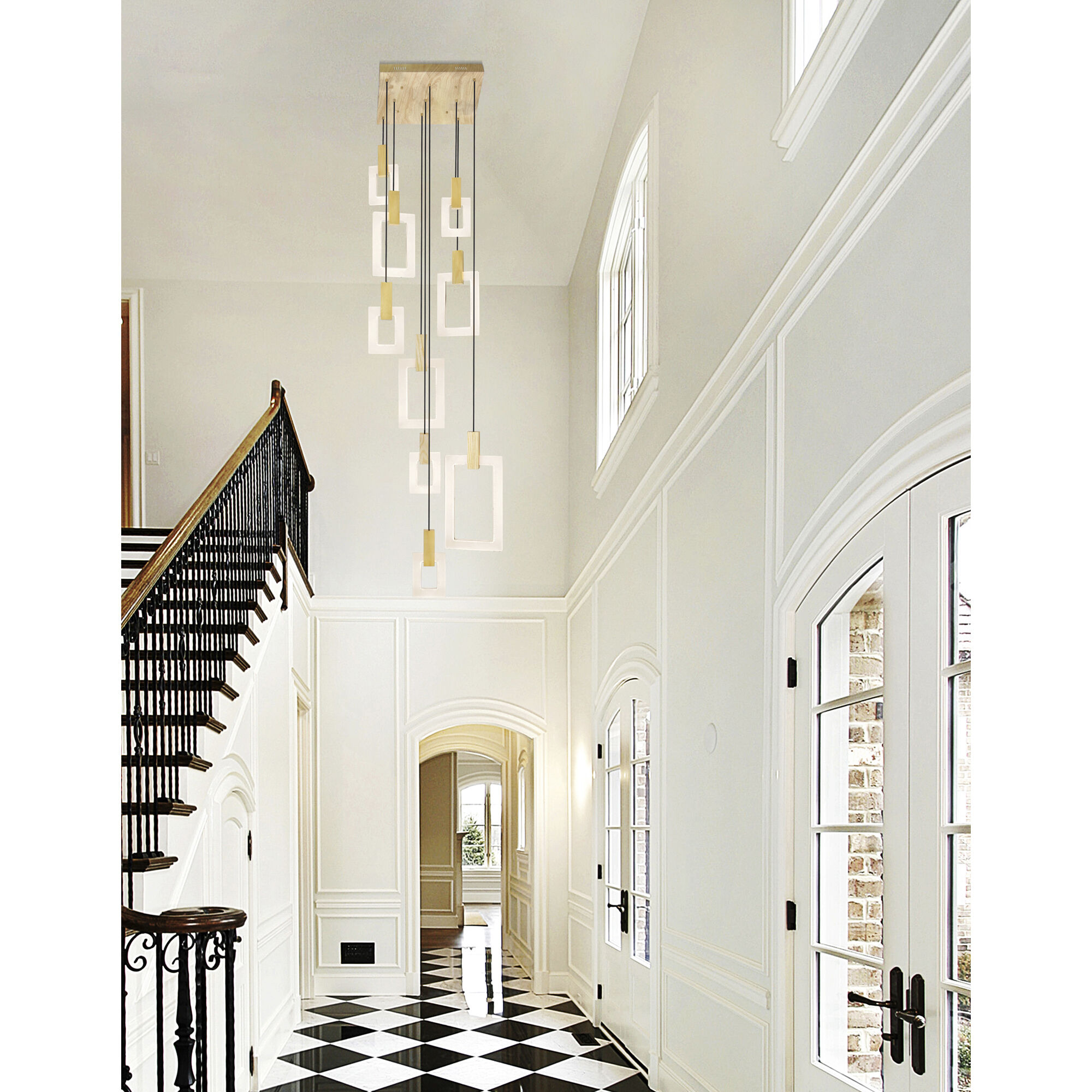 Anello LED 24 inch White Oak Multi Point Pendant Ceiling Light