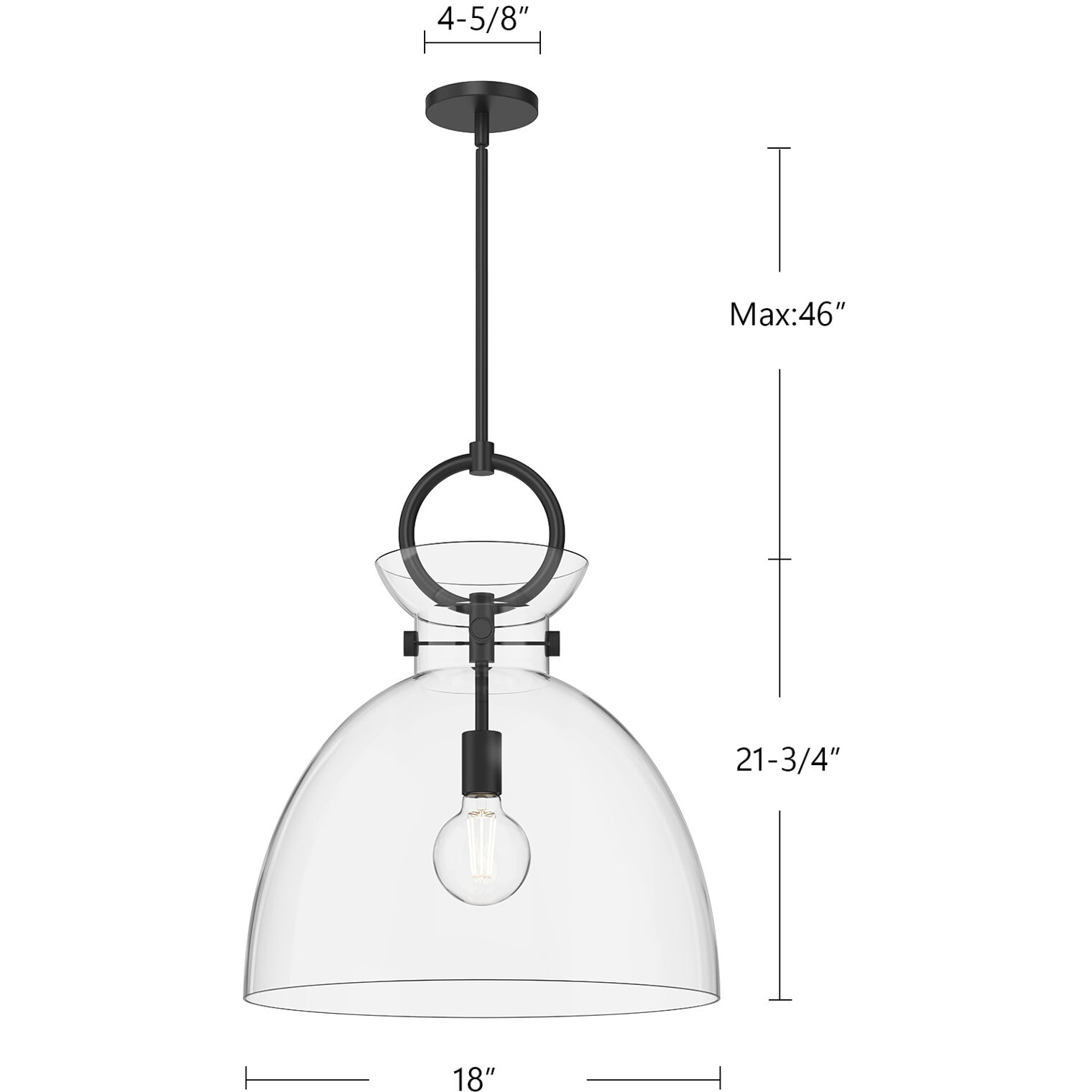 Alora Mood Waldo Pendant Ceiling Light in Matte Black, Clear Glass