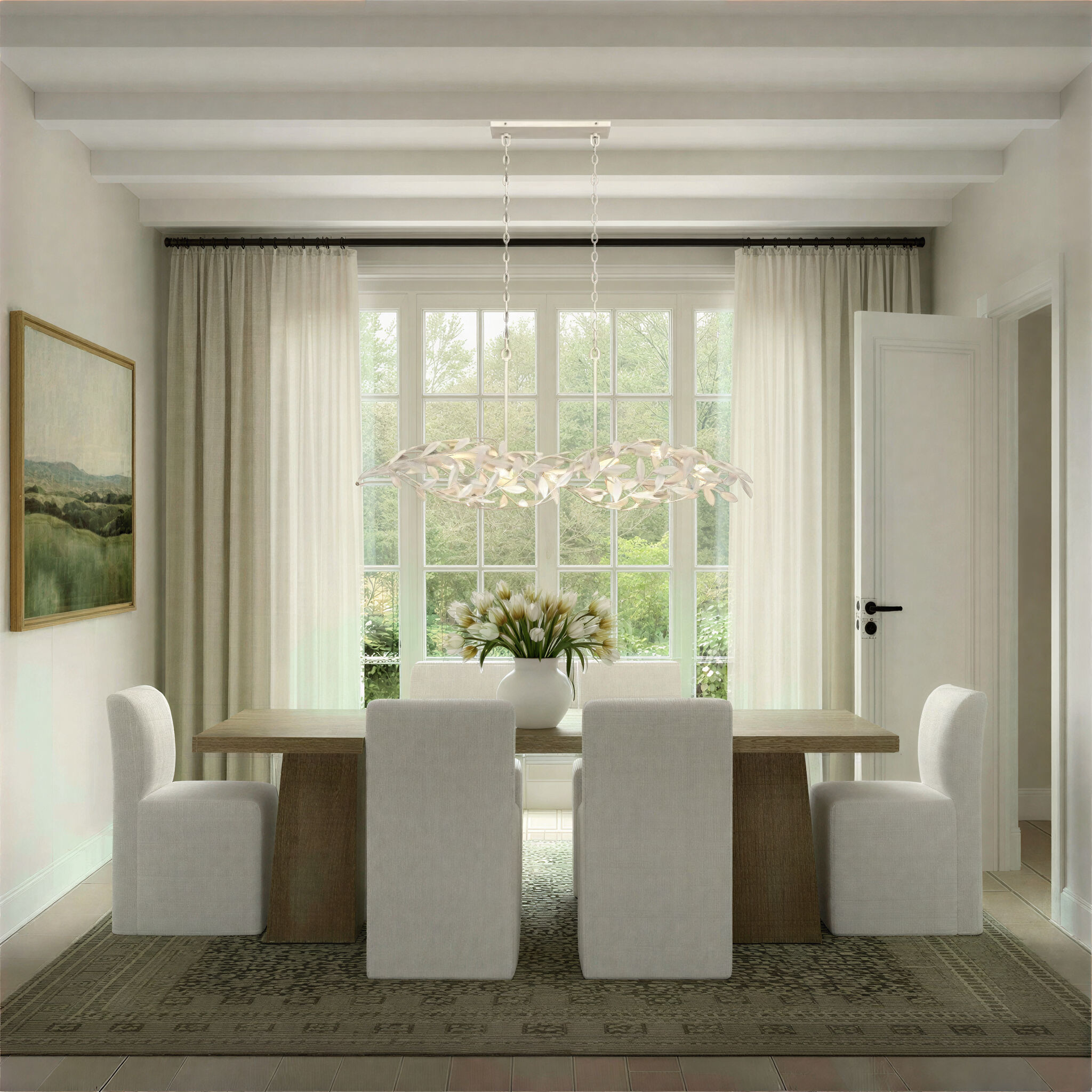 Broche 6 Light 50.5 inch Matte White Linear Chandelier Ceiling Light