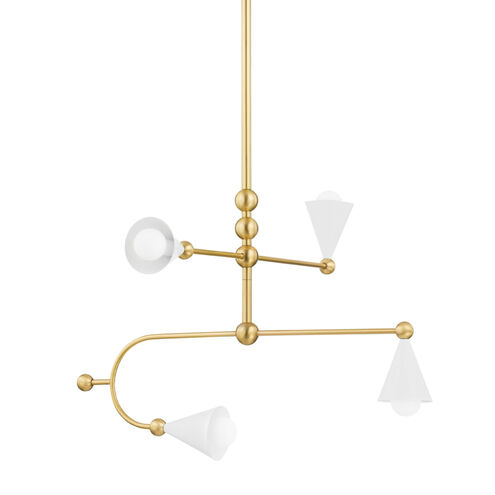 Hikari 4 Light 28 inch Aged Brass/Soft White Chandelier Ceiling Light