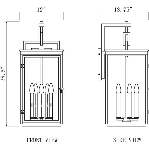 Hartwell 5 Light 28.5 inch Sand Black Outdoor Wall Light