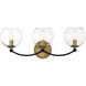Vantage Kearney Park 3 Light 23 inch Coal and Soft Brass Bath Vanity Wall Light