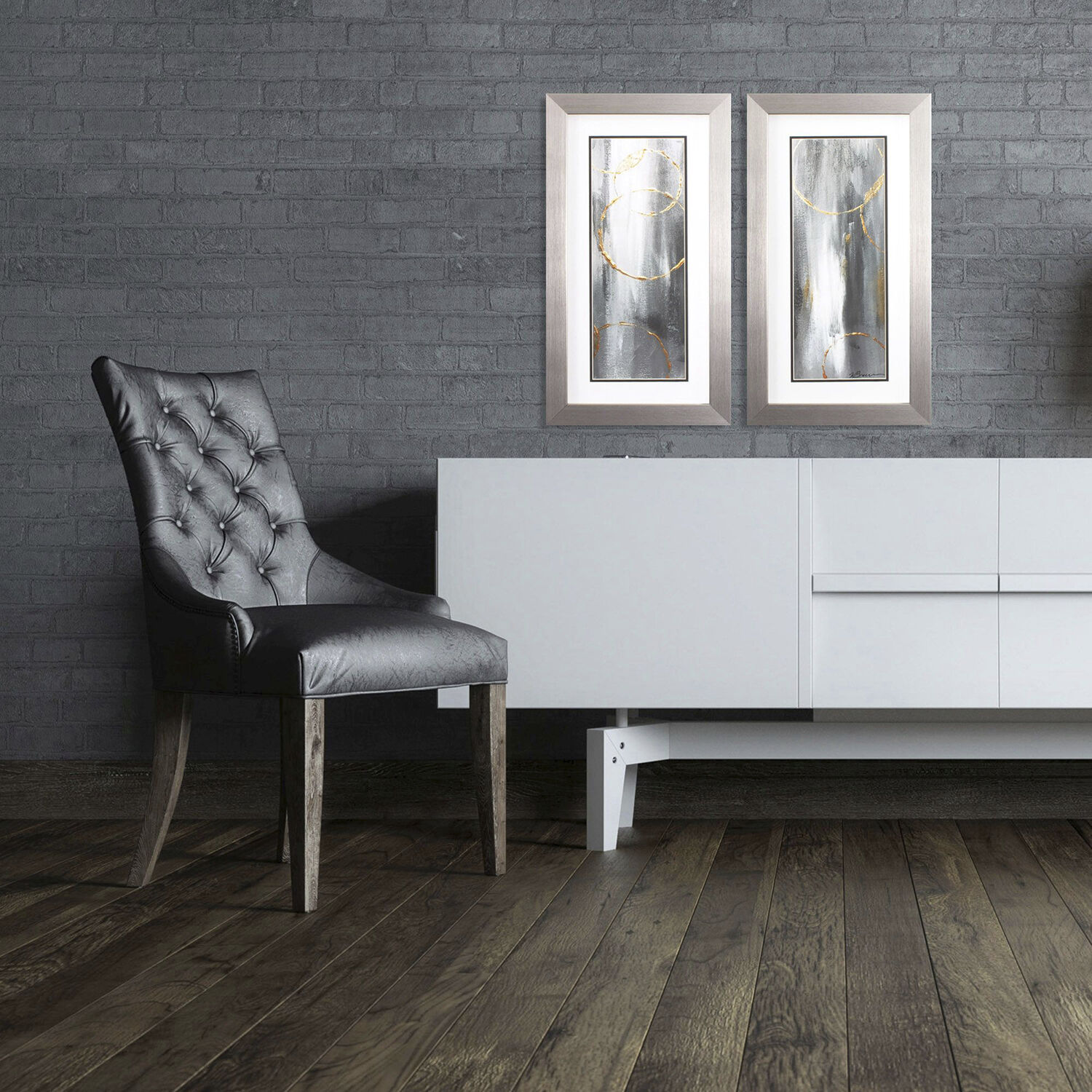 Abstract Gray and Metallic Framed Art, Propac