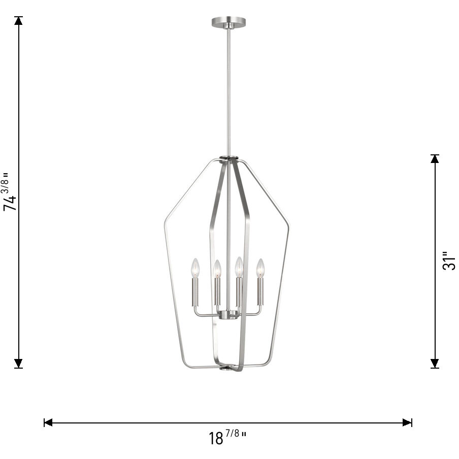 Kennan 4 Light 18.88 inch Satin Brass Chandelier Ceiling Light