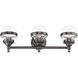 Oldwick 3 Light 24 inch Polished Black Chrome Vanity Sconce Wall Light