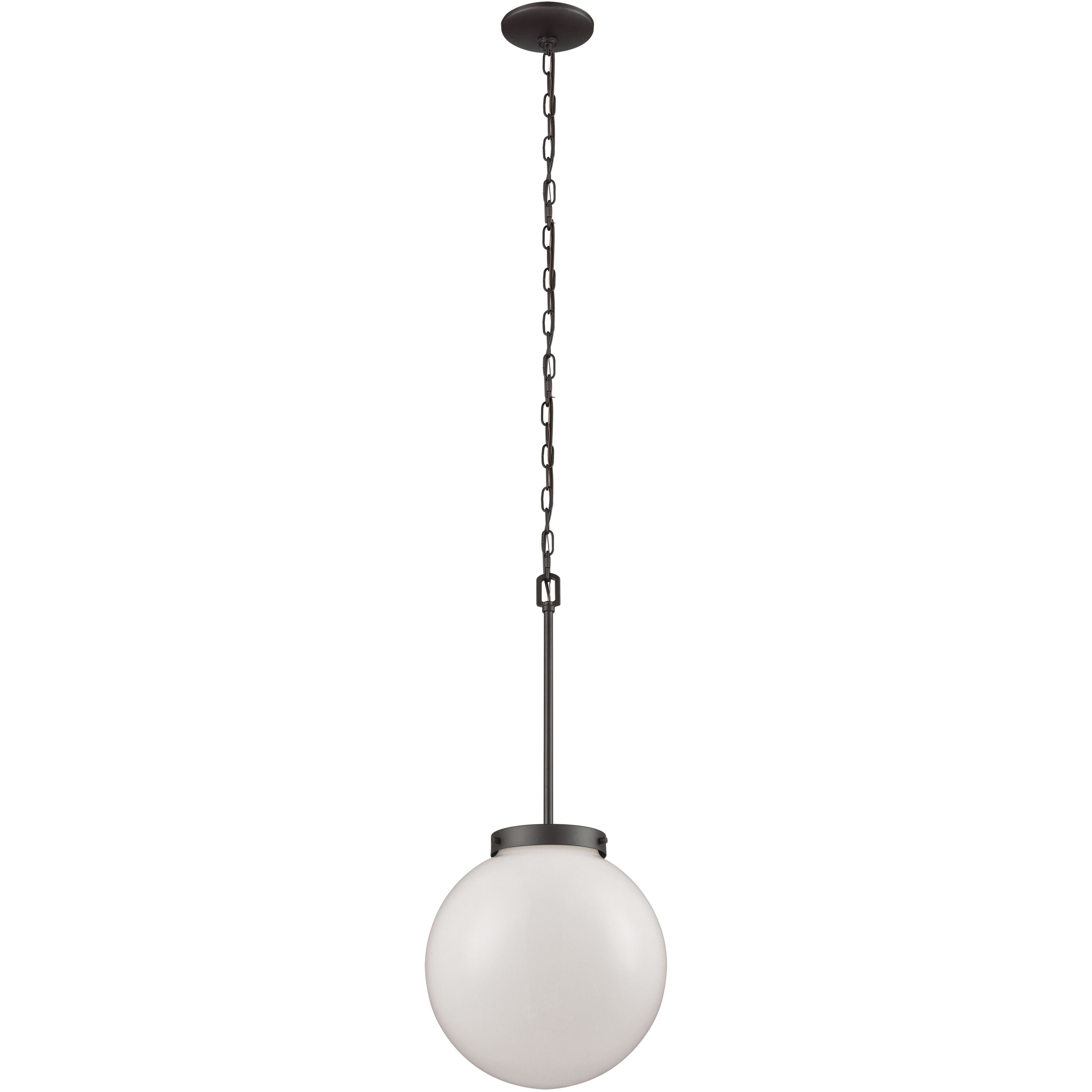 Beckett 1 Light 12 inch Oil Rubbed Bronze Mini Pendant Ceiling Light in White Glass