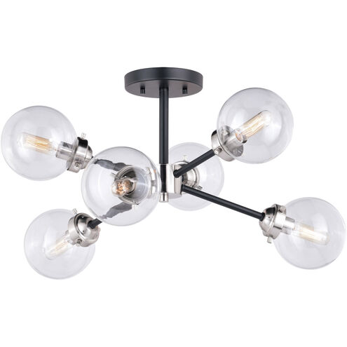 Orbit 6 Light 25 inch Satin Nickel and Oil Rubbed Bronze Semi-Flush Mount Ceiling Light