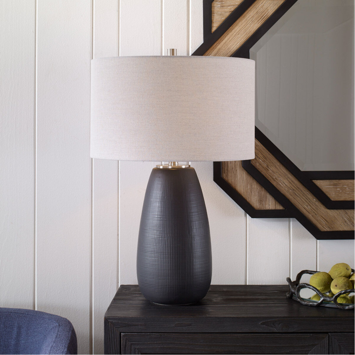 Twilight 27 inch 150.00 watt Satin Black Glaze and Brushed Nickel Table Lamp Portable Light