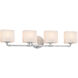 Fusion 4 Light 35 inch Polished Chrome Bath Bar Wall Light in Opal, Rectangle, Incandescent