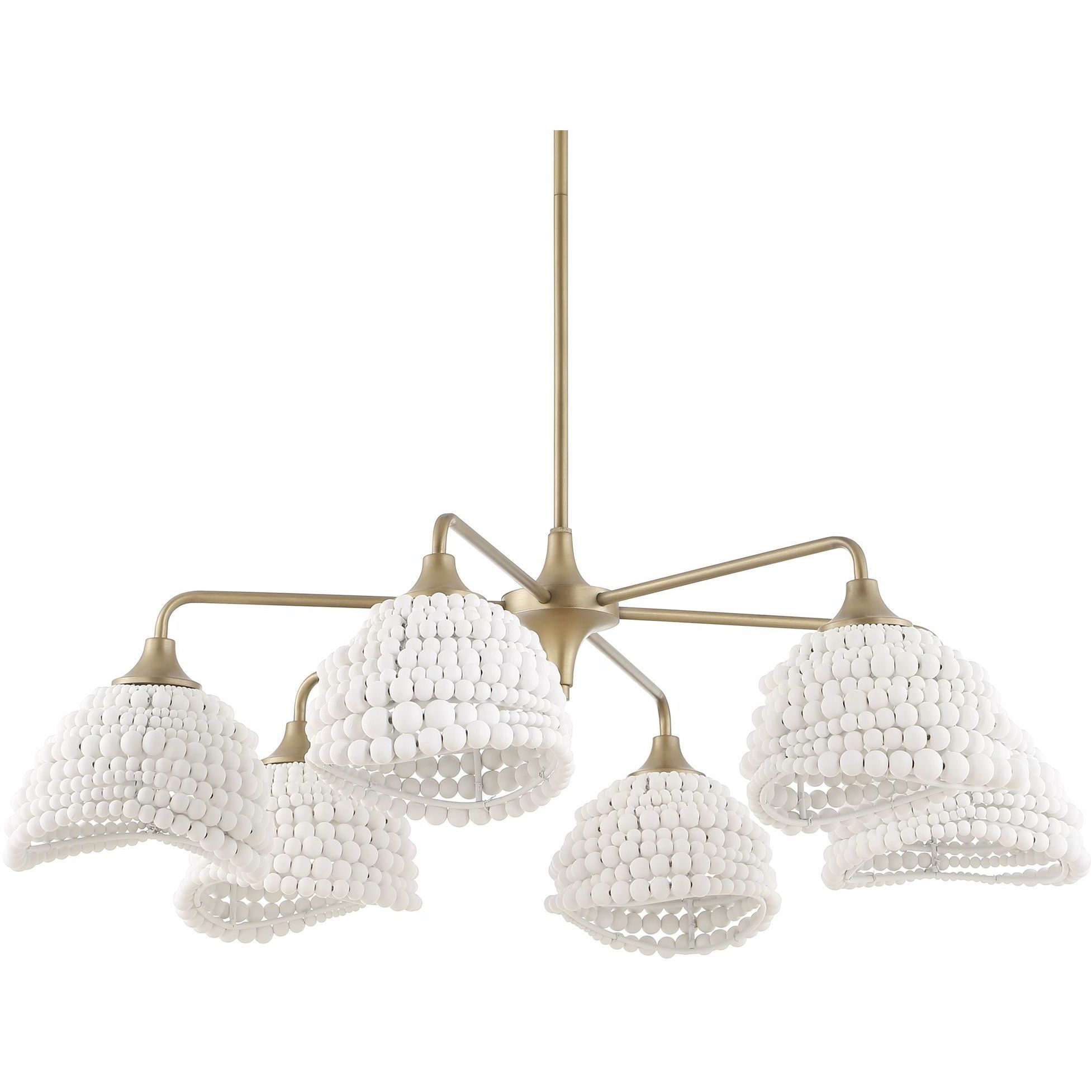 Biddeford 6 Light 36 inch Brushed Matte Gold Pendant Ceiling Light