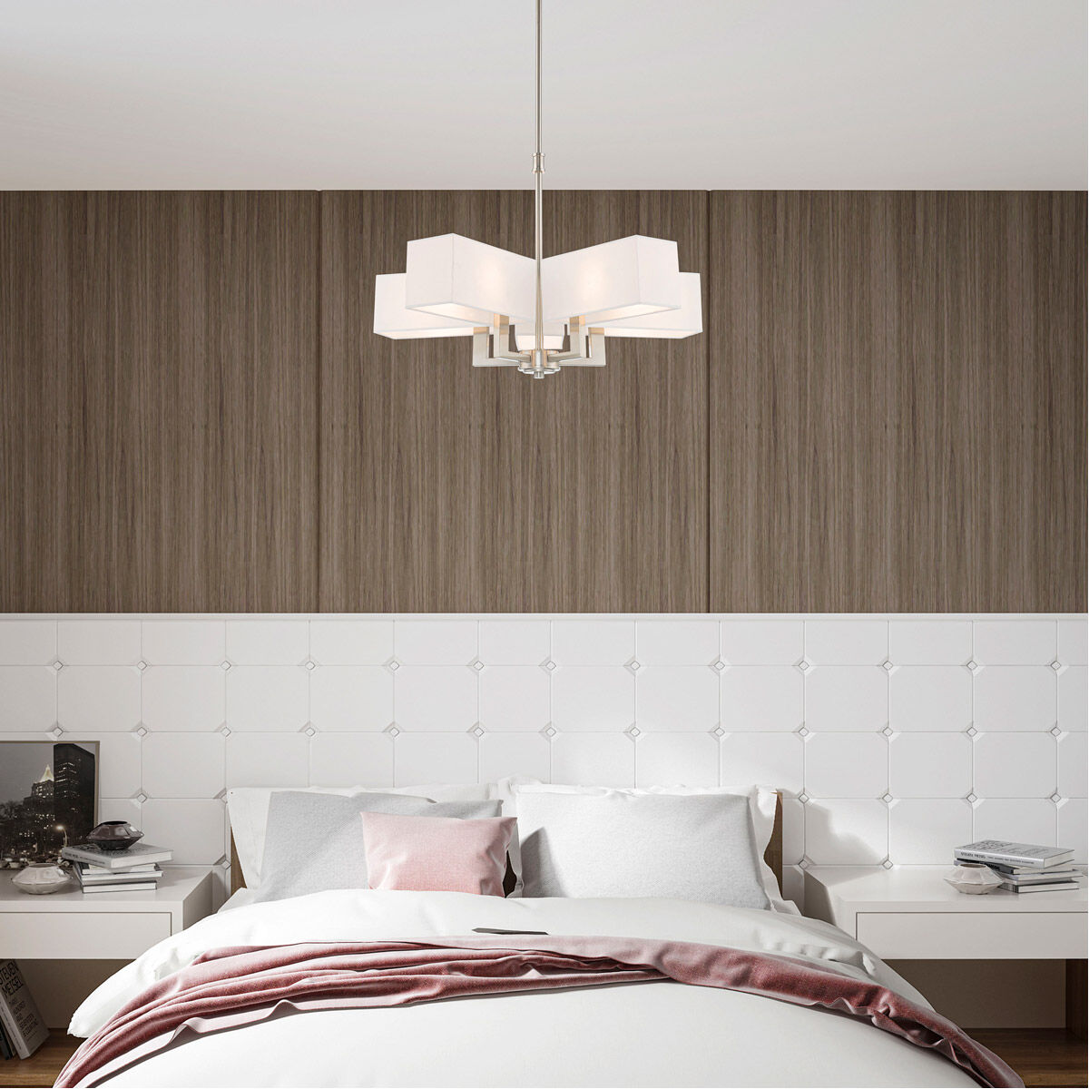 Rubix 5 Light 26 inch Brushed Nickel Chandelier Ceiling Light