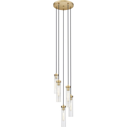 Beau 5 Light 12 inch Rubbed Brass Chandelier Ceiling Light