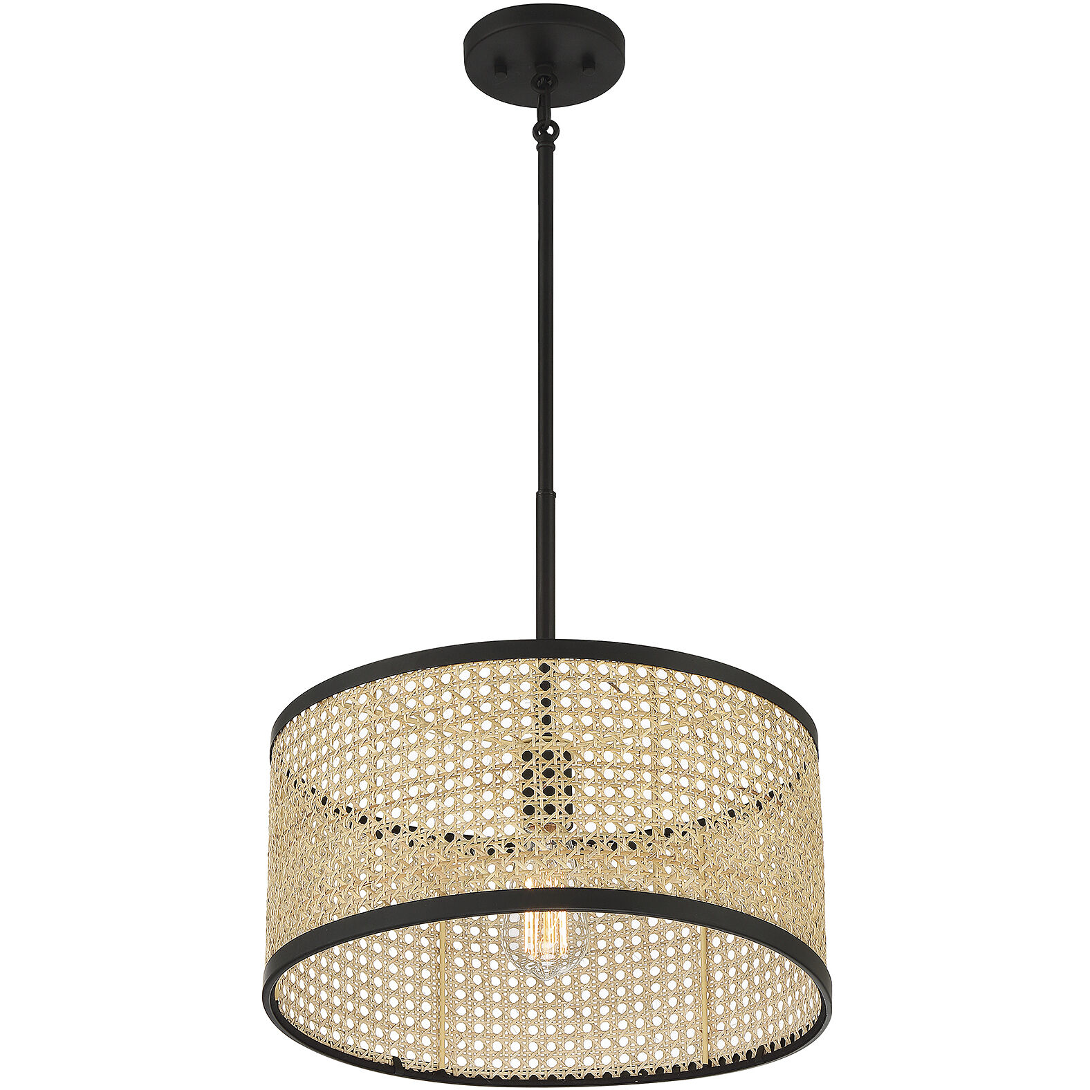Mid-Century Modern 1 Light 16 inch Matte Black Pendant Ceiling Light