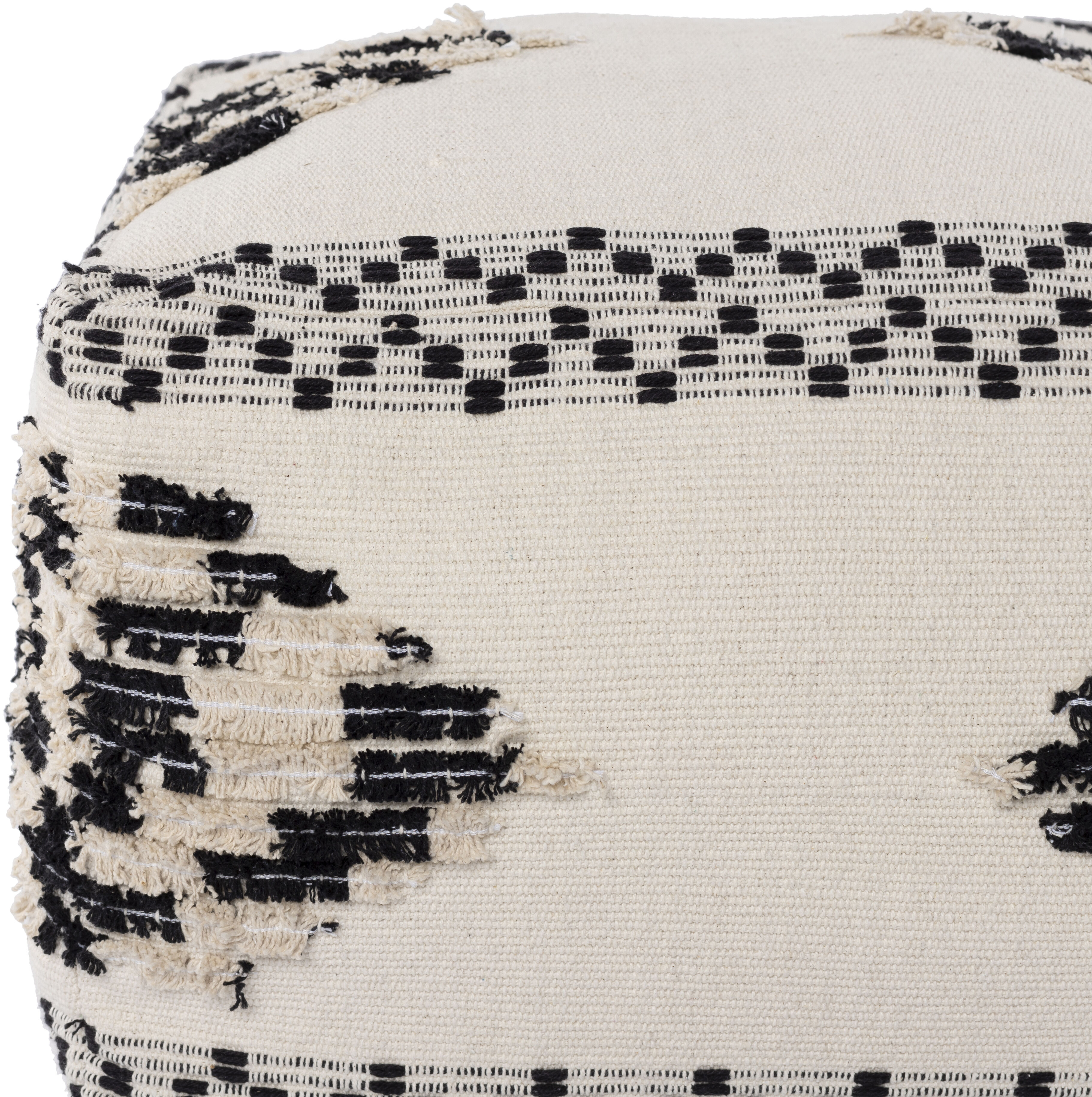 Edwina 14 inch Light Beige Pouf, Rectangle