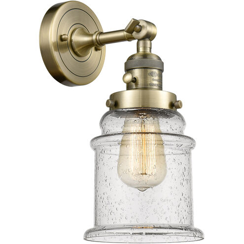 Franklin Restoration Canton 1 Light 7 inch Antique Brass Sconce Wall Light in Seedy Glass, Franklin Restoration