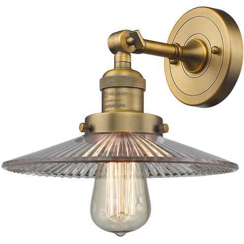 Franklin Restoration Halophane 1 Light 9 inch Brushed Brass Sconce Wall Light in Clear Halophane Glass, Franklin Restoration