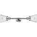 Franklin Restoration Small Cone 2 Light 6 inch Polished Nickel Bath Vanity Light Wall Light in Seedy Glass, Franklin Restoration