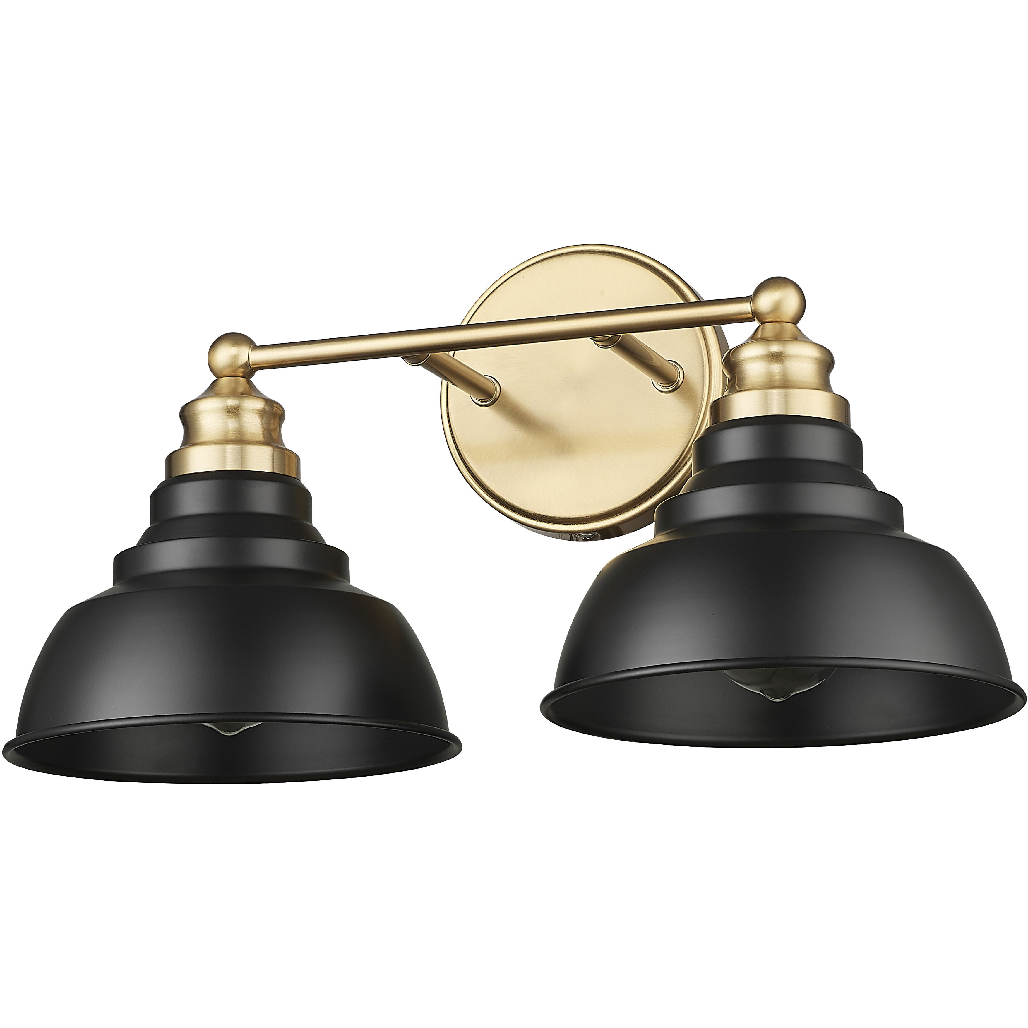 Bishop 2 Light 18 inch Matte Black and Brass Vanity Wall Light