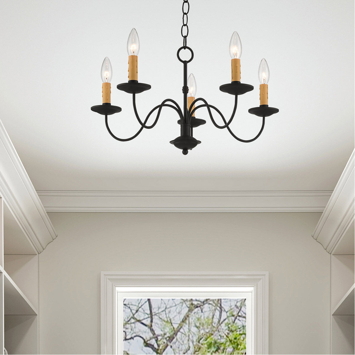 Heritage 5 Light 20 inch Black Chandelier Ceiling Light