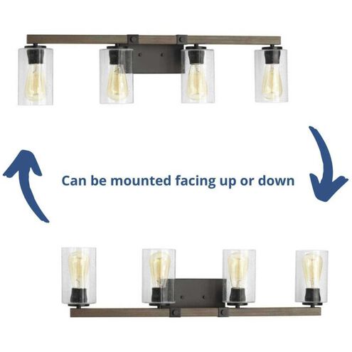 Barnes Mill 4 Light 32 inch Antique Bronze Bath Vanity Wall Light