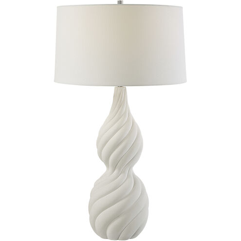 Twisted Swirl 32 inch 150.00 watt Textured Chalk White Glaze and Polished Nickel Table Lamp Portable Light