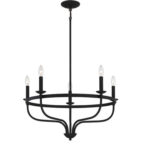 Transitional 5 Light 26.63 inch Matte Black Chandelier Ceiling Light