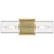 Bolivar 2 Light 4 inch Brushed Brass Bath Vanity Light Wall Light in Clear Glass
