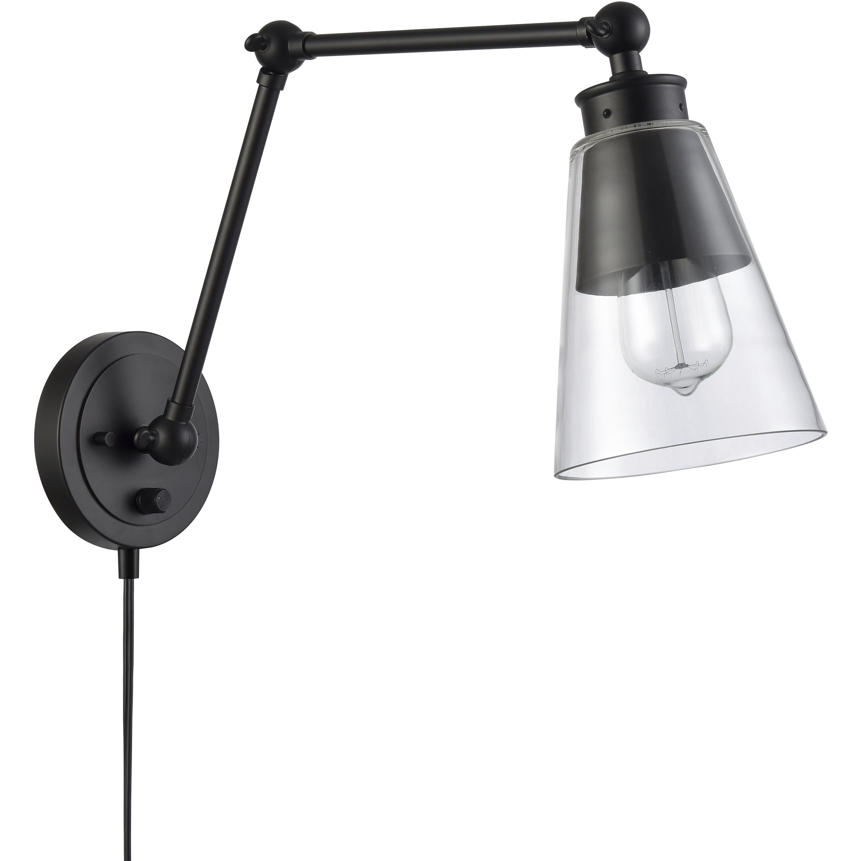 Albany 16.25 inch 60 watt Matte Black Hinged Swingarm Sconce Wall Light
