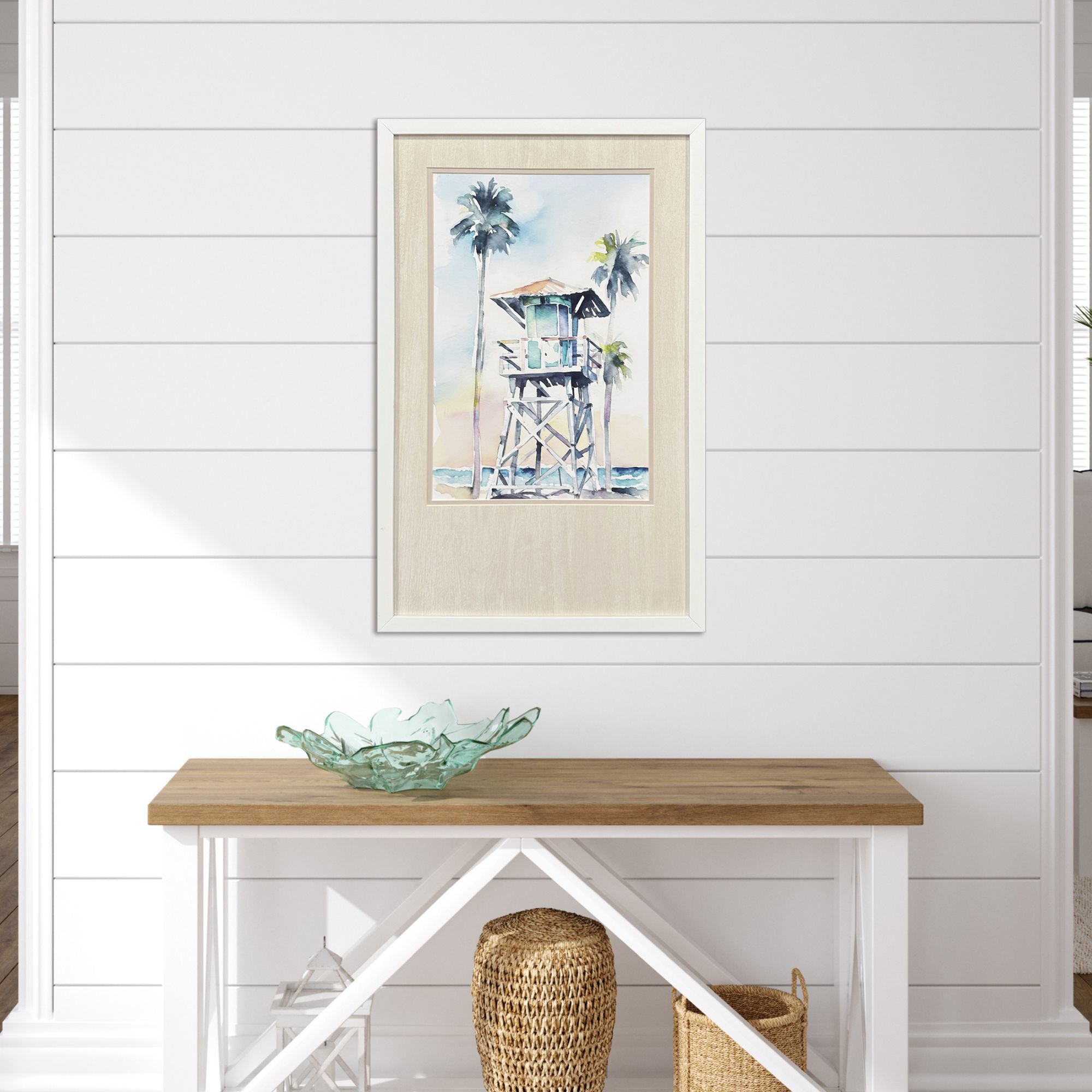 Boho Beachy Blue and Green and Gray Framed Art, Propac