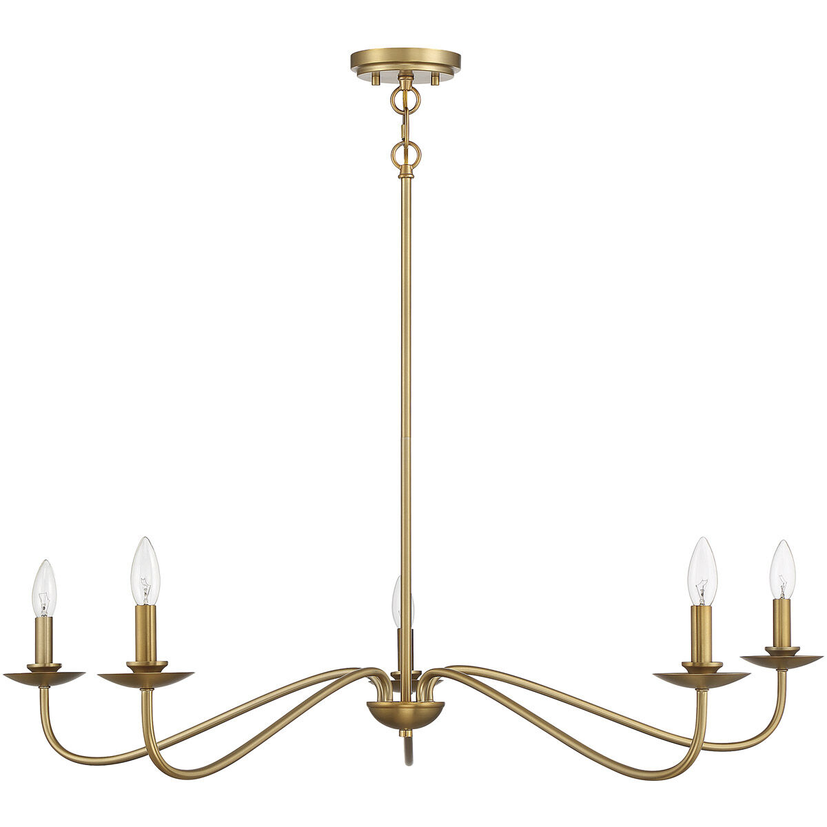 Traditional 5 Light 42 inch Natural Brass Chandelier Ceiling Light