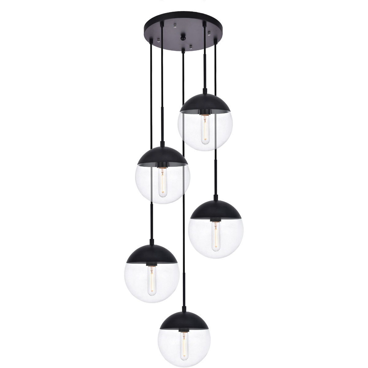 Eclipse 5 Light 18 inch Black Pendant Ceiling Light