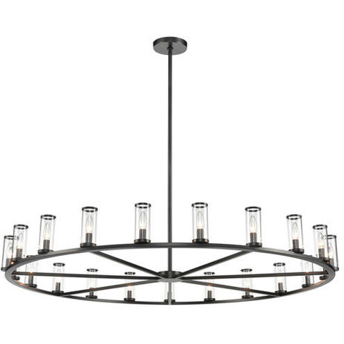 Revolve 21 Light 60.38 inch Clear Glass and Urban Bronze Chandelier Ceiling Light