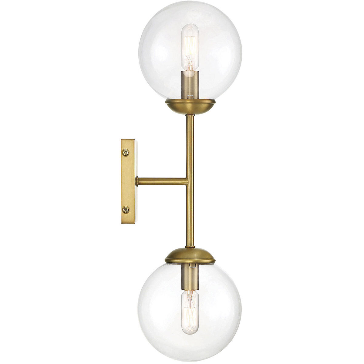 Mid-Century Modern 2 Light 6 inch Natural Brass Wall Sconce Wall Light