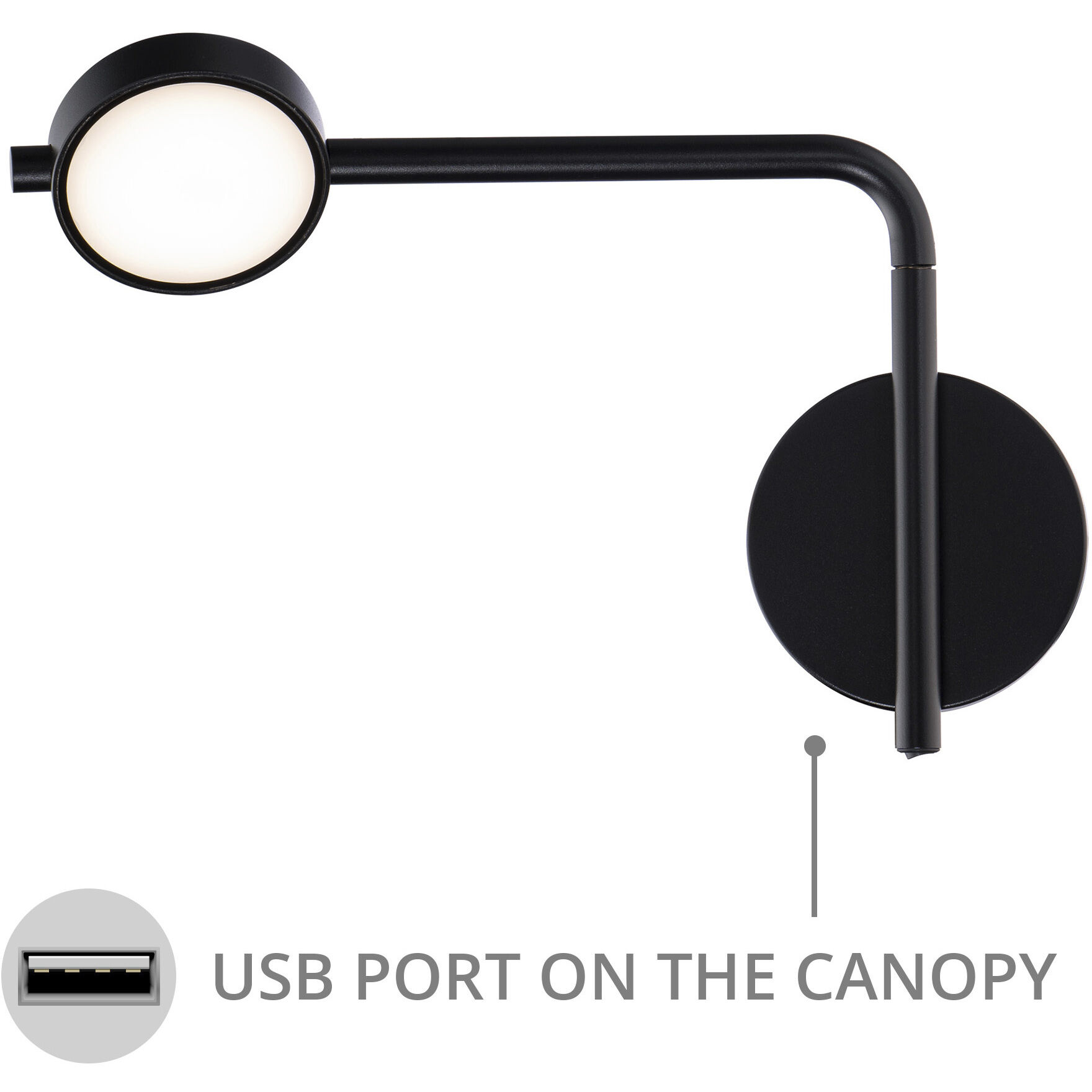 Elbo Reading Light Wall Light in 3000K, Black, dweLED