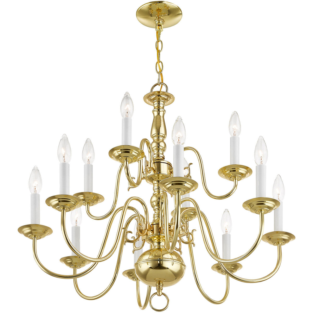 Williamsburgh 12 Light 26 inch Polished Brass Chandelier Ceiling Light