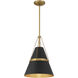 Springfield 1 Light 12 inch Legacy Brass and Dark Matte Black Pendant Ceiling Light