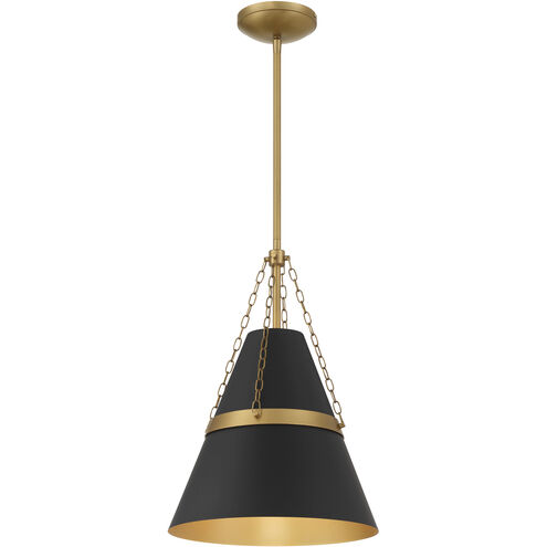 Springfield 1 Light 12 inch Legacy Brass and Dark Matte Black Pendant Ceiling Light