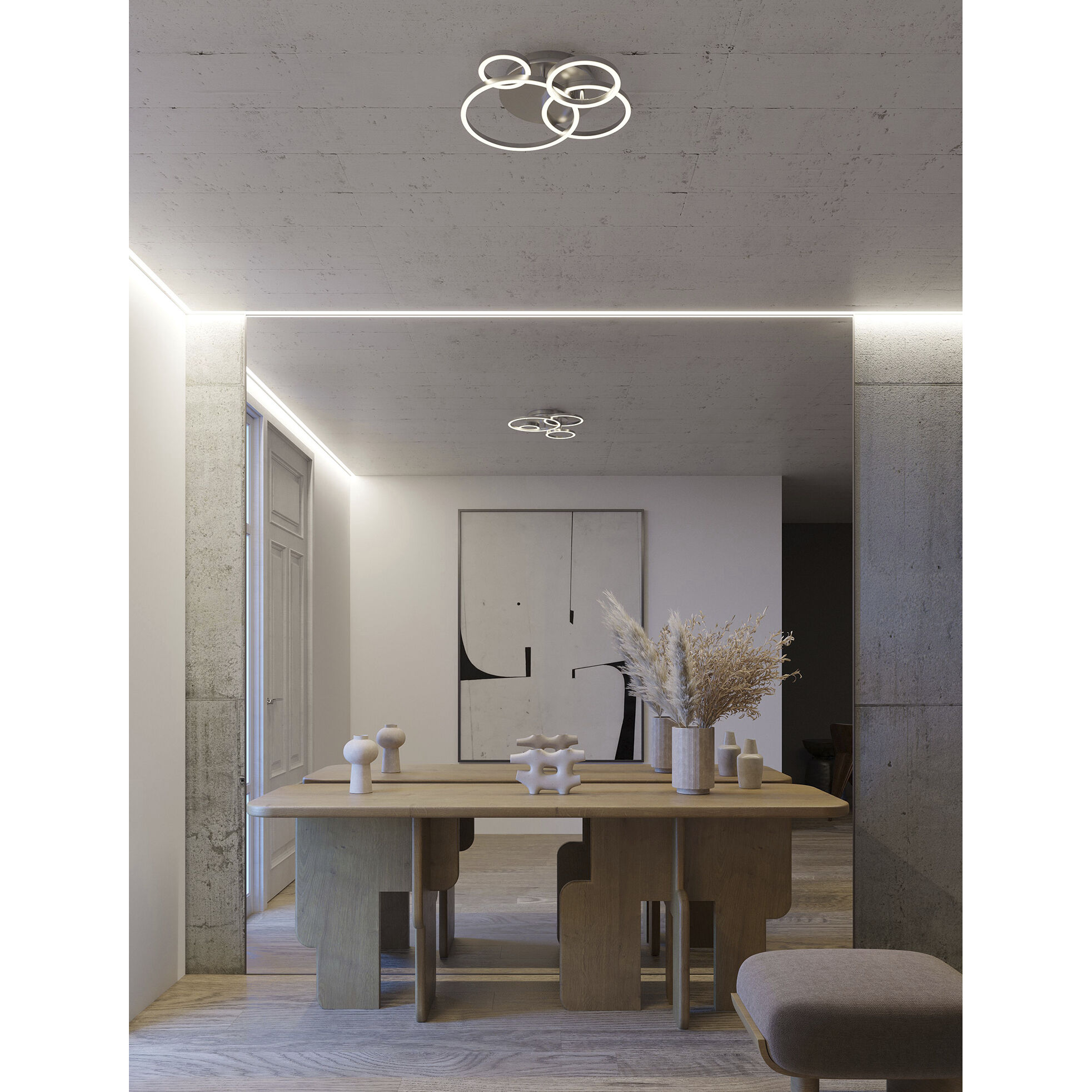 Orbit LED 24 inch Satin Nickel Semi-Flush Mount Ceiling Light