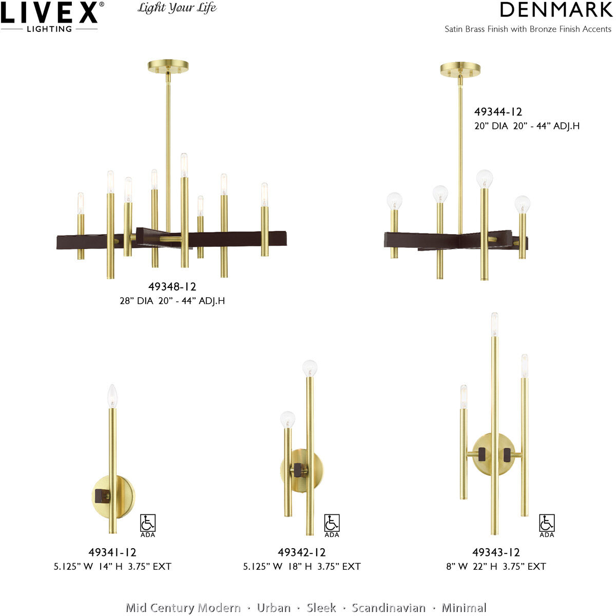 Denmark 4 Light 20 inch Satin Brass Chandelier Ceiling Light