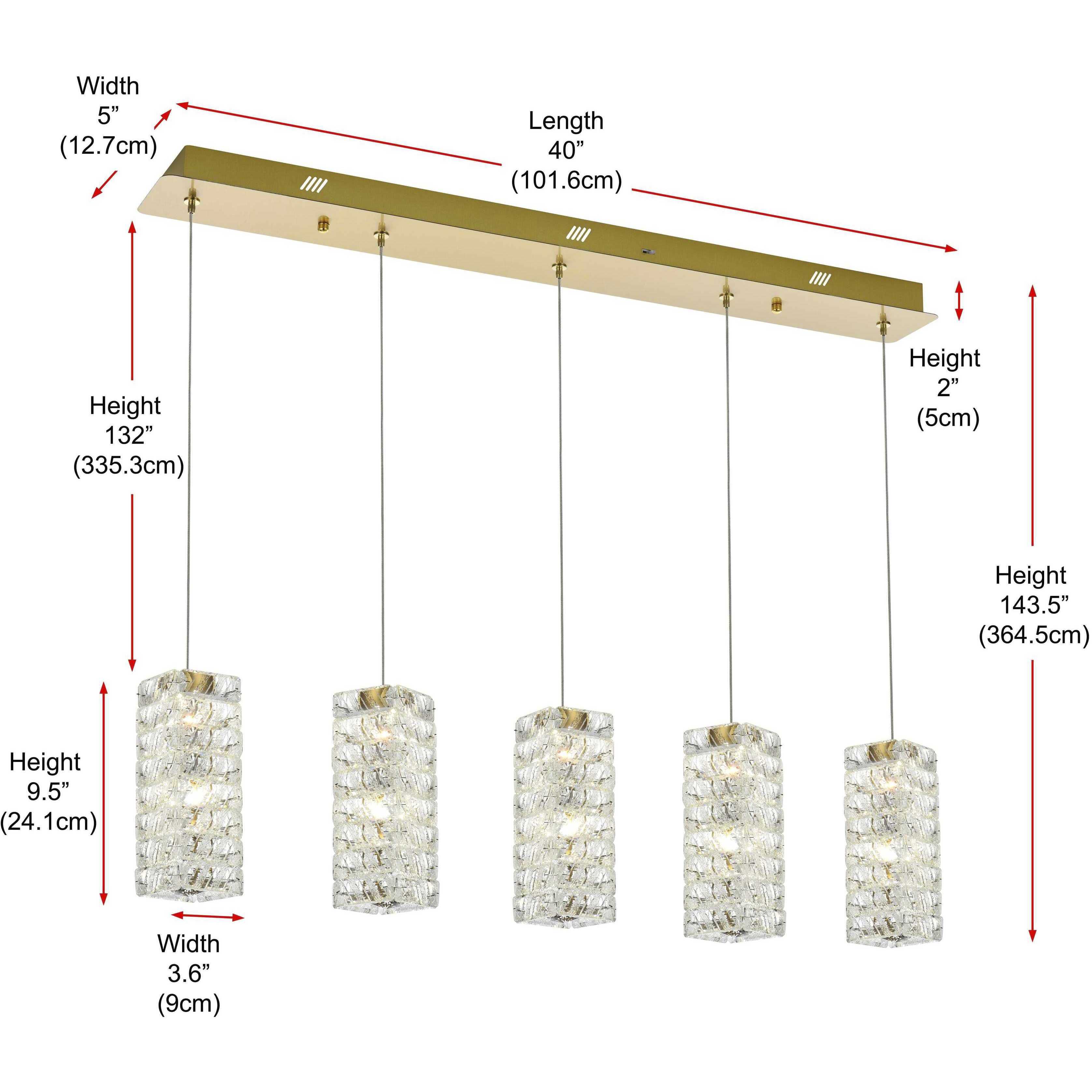 Aston 5 Light 5 inch Satin Gold Pendant Ceiling Light
