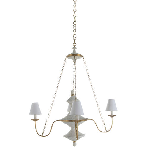 Pascal 4 Light 40.5 inch Textured White / Vintage Gold Chandelier Ceiling Light
