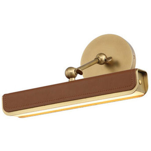 Valise Picture 11 watt 13.8 inch Vintage Brass and Cognac Leather Picture Light Wall Light