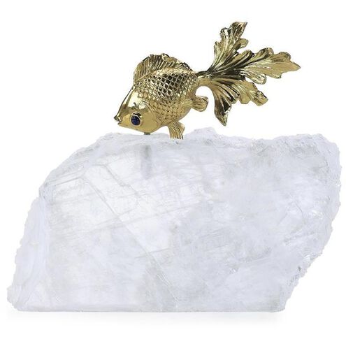 Fantail Goldfish 8.75 X 8 inch Sculpture, on Selenite, I