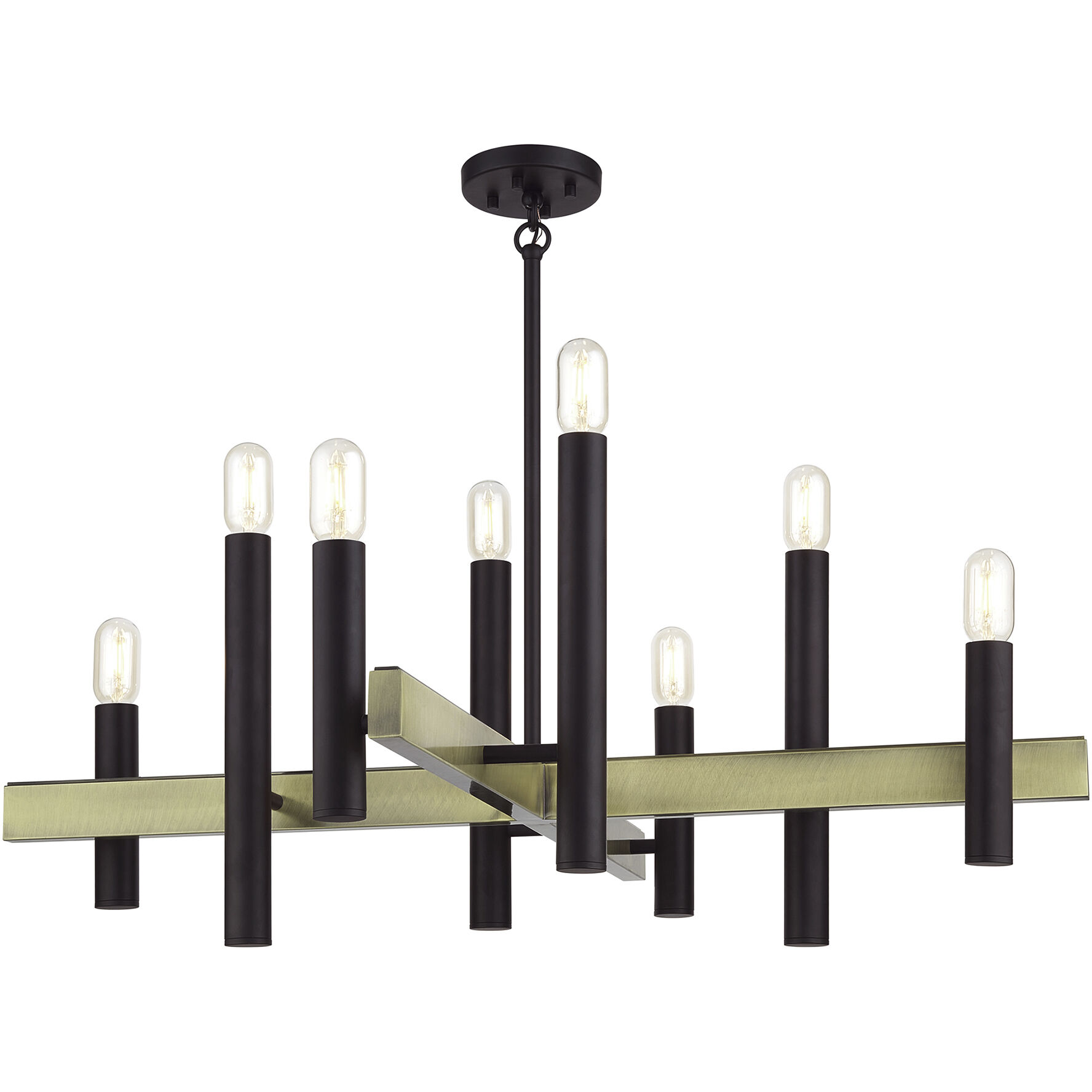 Helsinki 8 Light 38 inch Bronze with Antique Brass Accents Chandelier Ceiling Light