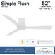 Simple Flush 52 inch Flat White Outdoor Hugger Fan