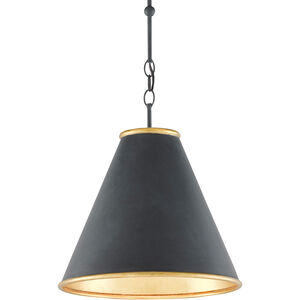 Pierrepont 1 Light 16 inch Antique Black/Contemporary Gold Leaf/Painted Gold Pendant Ceiling Light, Small