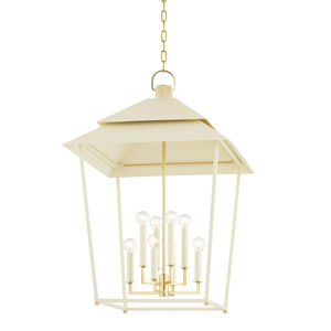 Natick 8 Light 24 inch Aged Brass Indoor Lantern Ceiling Light in Soft Sand