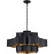 Canada 12 Light 30 inch Matte Black Chandelier Ceiling Light in Matte Black w/ Gold Leaf Interior